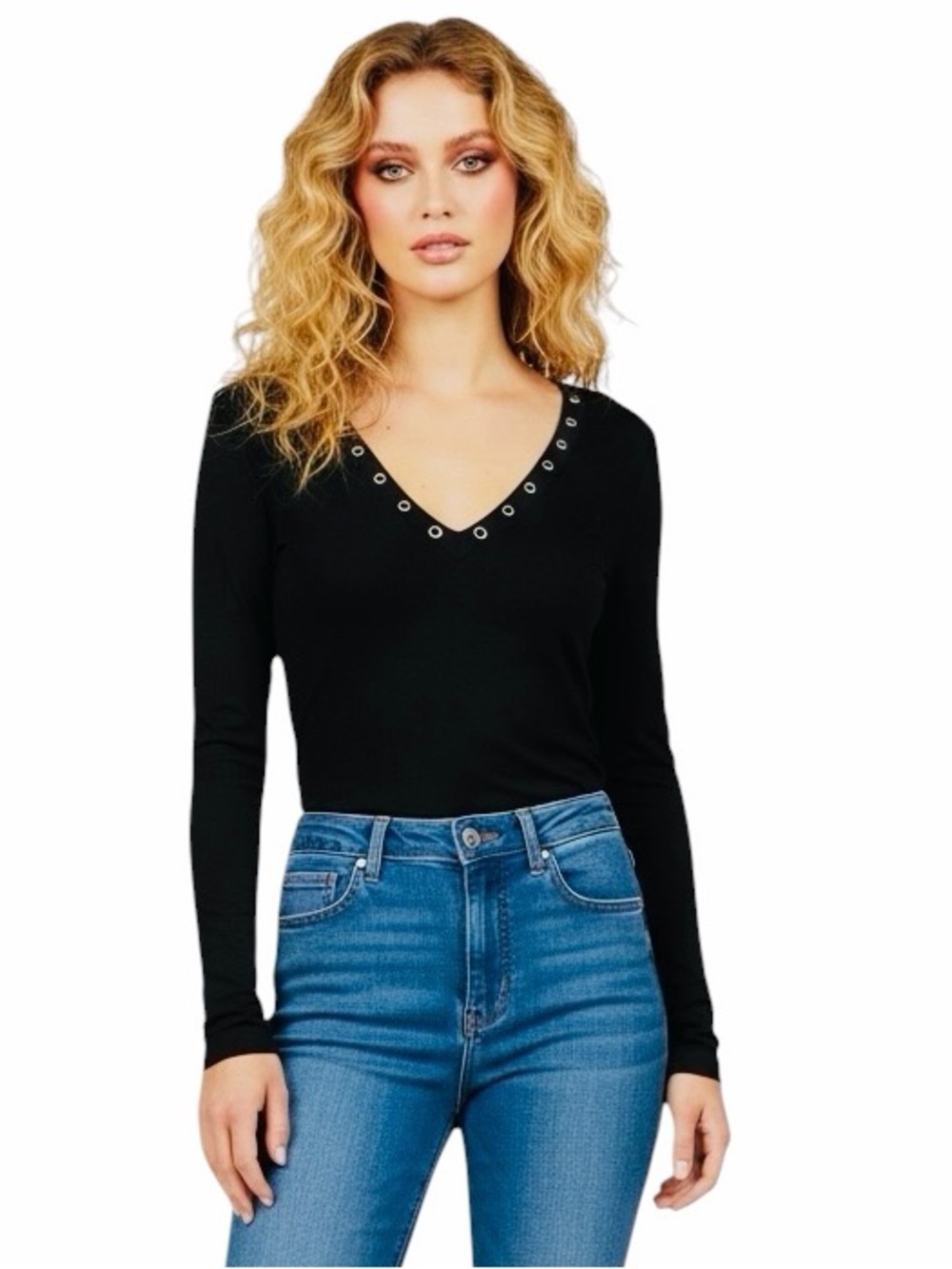 L’AGENCE The Joyce Grommet Long Sleeve Top.